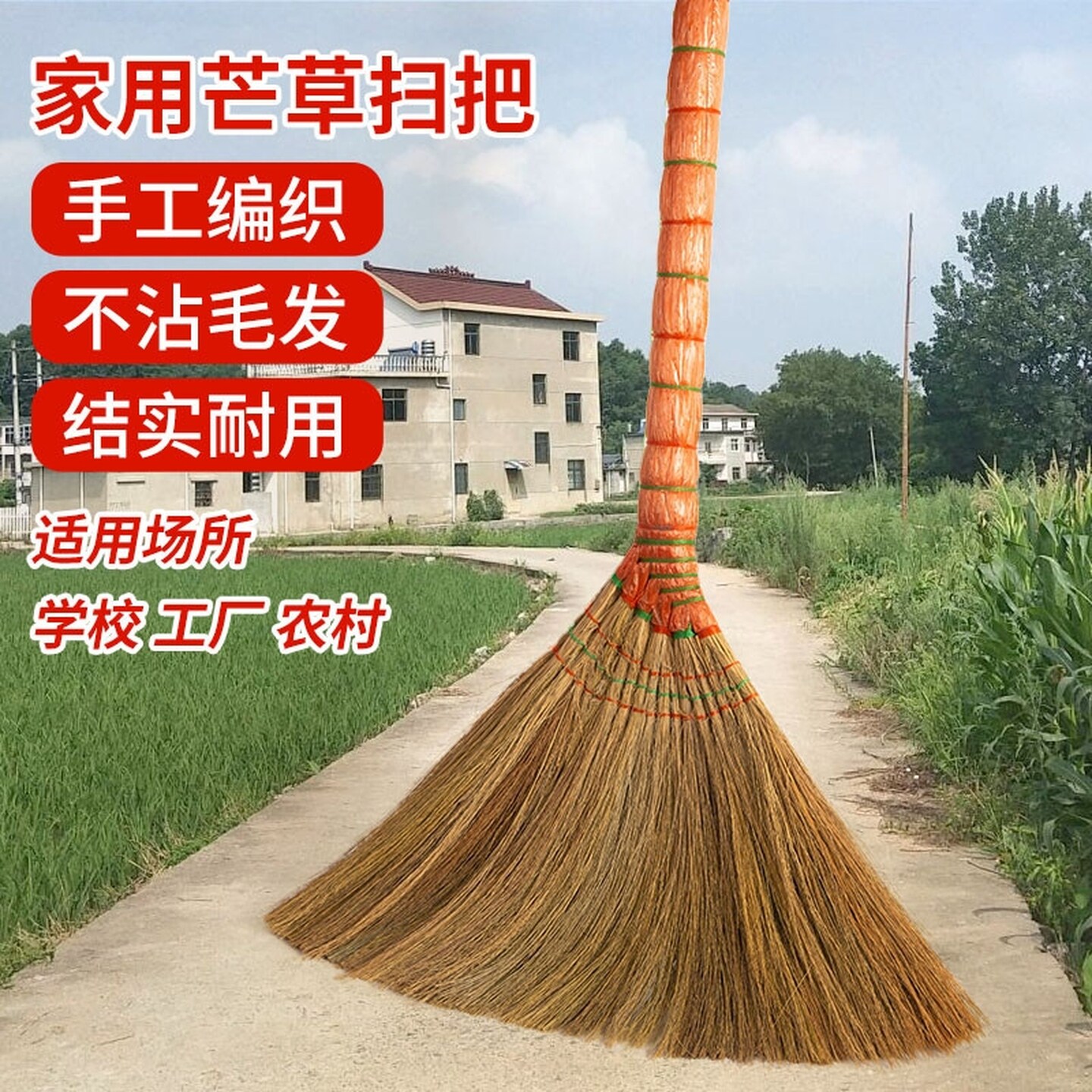 芒草扫把家用扫地笤帚软毛不粘头发老式高粱捎把户外单个扫帚耐用