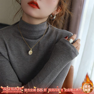 黑色半高领可外穿秋冬季 爆款 深灰色上衣 女内搭2025流行新款 打底衫