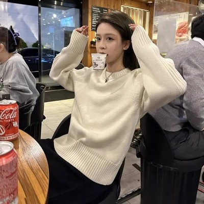 慵懒高级感简约时尚毛衣打底针织衫女新款秋冬洋气内搭可外穿