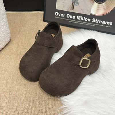 厚底内增高全包勃肯鞋女2025新款秋季一脚蹬丑萌单鞋博肯鞋豆豆鞋