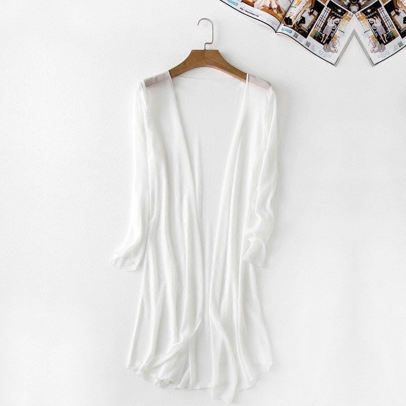 2019新款沙滩雪纺中长款开衫中袖防晒溥夏长衫长装纱衣上衣服女土|ruв категории Женская одежда, кружева свитер/шифон рубашка - от Buy2taobao.com для оказания профессиональной услуги покупки агента Taobao