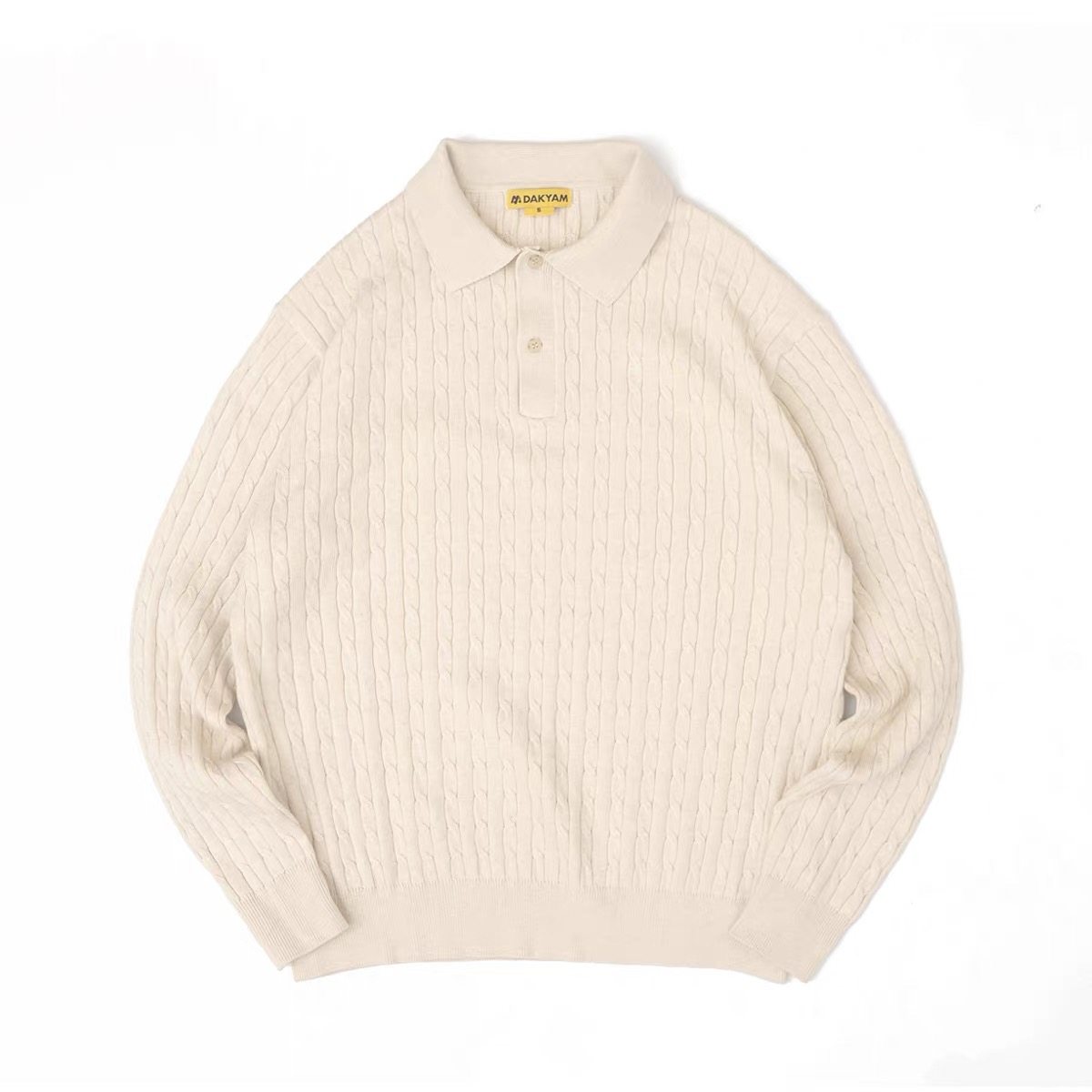 DAKYAM(达人) Cable Button Polo 秋冬日系翻领扭纹麻花复古毛衣