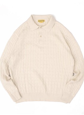 DAKYAM(达人) Cable Button Polo 秋冬日系翻领扭纹麻花复古毛衣