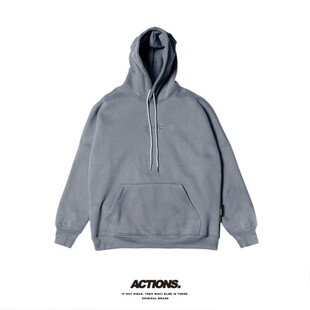套头抓绒 Actions 卫衣简约宽松 美式 经典 新款 oversize落肩刺绣