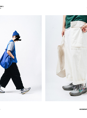 SUPERTOFU(SPTF)19SS 复古工装宽松休闲阔腿灯芯绒九分长裤