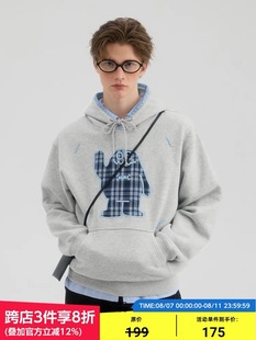 宽松帽衫 MYSAMESAME秋季 男女情侣装 贴布刺绣花边连帽卫衣长袖 新款