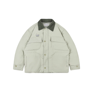 SAMESAME23AW拼接灯芯绒领羽绒服绗线多口袋设计宽松加厚工装外套