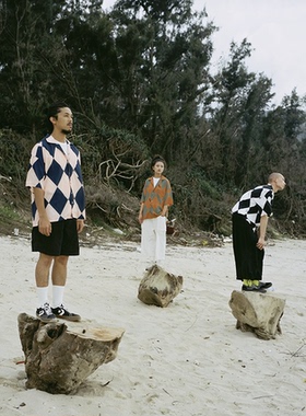 SUPERTOFU (SPTF) 19SS美式复古国潮菱格图案ALOHA夏威夷短袖衬衫