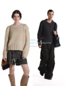 Unvesno Demure风老钱羊毛慵懒立体纹理粗针手工感套头毛衣