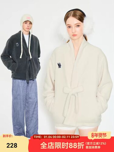 MYSAMESAME 25AW系带羊羔毛秋冬加厚休闲小众摇粒绒棉服外套男女