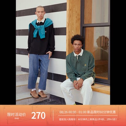 街头宽松休闲长袖POLO衫