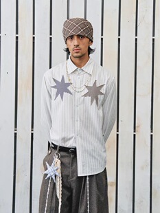 不路牌「海平线」星星贴布衬衫