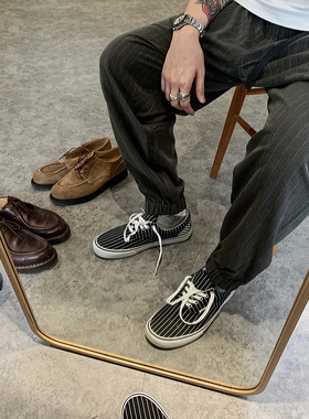 SUPERTOFU(SPTF)19SS 复古户外国潮街头可调节腰带休闲条纹束脚裤