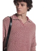 三种工艺色染褪色翻领豆豆纱POLO毛衣 做旧流苏 Unvesno