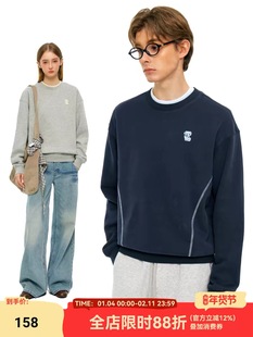 MYSAMESAME26SS简约哈苏线小狗刺绣圆领卫衣宽松休闲撞色情侣上衣