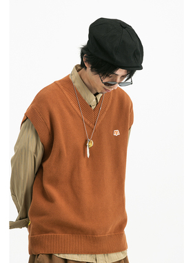 DAKYAM 2019AW Woollen Sven Vest  V领编织落肩绣花宽松针织背心