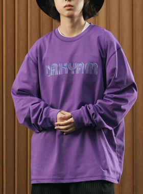 DAKYAM 22AW重磅250g纯棉渐变彩绣字体设计宽松打底长袖TEE恤男女