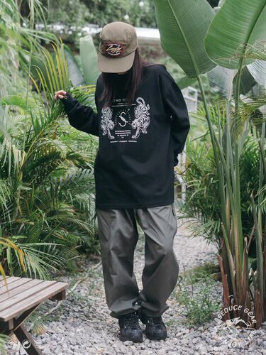 食钓SEDUCEgear美式两只老虎长袖T恤秋季百搭宽松休闲打底衫潮牌