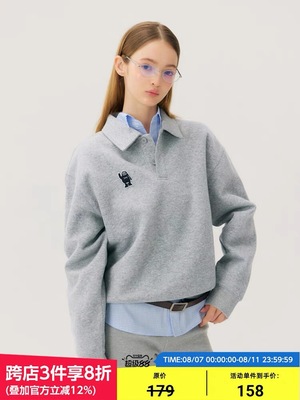 MYSAMESAME25AW秋冬新款基础百搭宽松复古POLO翻领卫衣套头衫男女