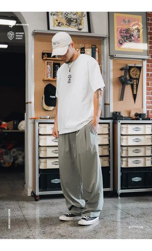 食钓SDGR松弛微弹阔腿裤纯色日系简约休闲长裤