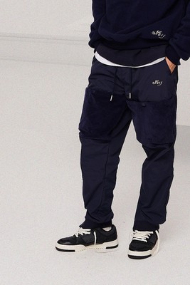 灯芯绒贴袋机能长裤Y藏青色纯色