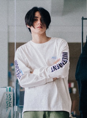 RETROMIND 18SS 国潮印花休闲宽松男女情侣长袖打底衫