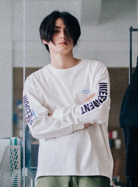 RETROMIND 18SS 国潮印花休闲宽松男女情侣长袖打底衫