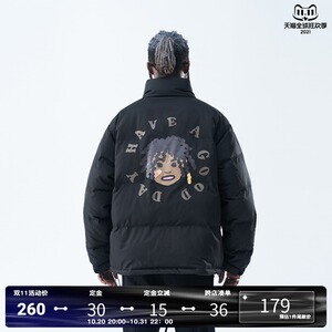 街头手绘宽松立领棉服