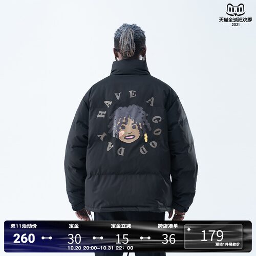街头手绘宽松立领棉服