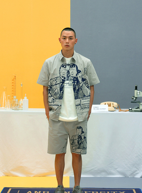 ANB2019SS / GOODJOB 教务主任满版印花短袖衬衫(2色）