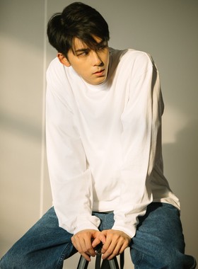 DAKYAM 2020AW两件装纳米绒纯棉圆领宽松潮流打底衫素色长袖t恤男