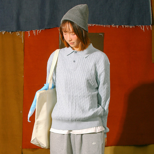 DAKYAM(达人) 2024A/W  Cable Button Polo 翻领扭纹麻花复古毛衣