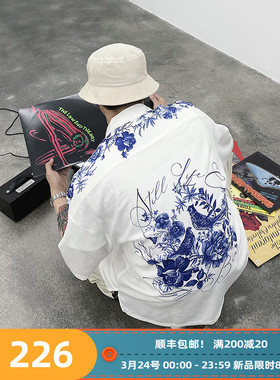 SUPERTOFU(SPTF)SS21新品 花鸟手绘 对花图案ALOHA夏威夷短袖衬衫