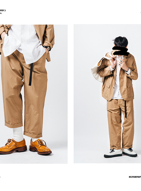 SUPERTOFU(SPTF)19SS 复古户外潮流快干面料休闲西装锥形裤九分裤
