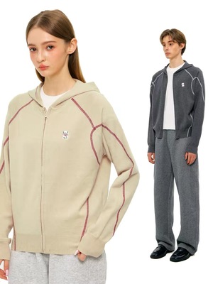 MYSAMESAME26SS明线装饰连帽拉链毛衣宽松休闲简约设计感情侣外套