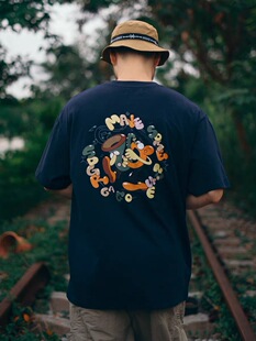 食钓SDGR GAEO涂鸦合作款趣味手绘印花休闲情侣百搭圆领短袖T恤杉