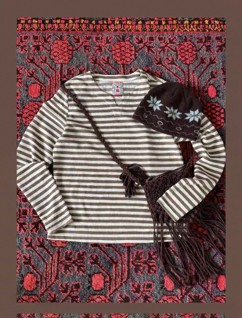 不路牌「旷野」条纹V领长袖 PROS BY CH