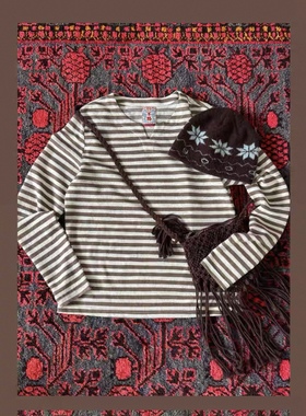 不路牌「旷野」条纹V领长袖 PROS BY CH