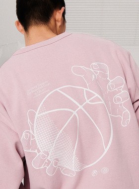 ANB2022秋冬 / ANB GM系列篮球印花圆领运动卫衣（蓝灰色/粉色）