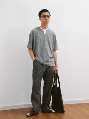DAKYAM(达人) 2026S/S Layered Fade Tee V领假两件彩棉造型TEE恤