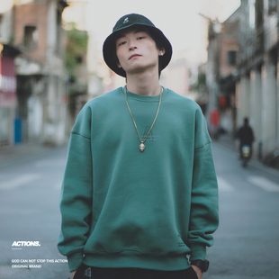 Actions AW新款 经典 A标 美式 圆领抓绒 重磅 落肩卫衣 简约宽松