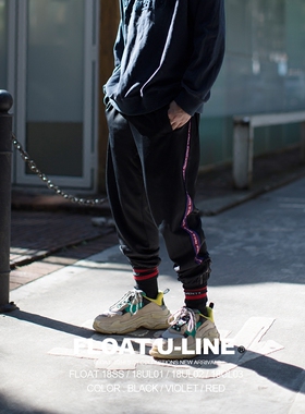 FLOAT 18SS 第二代复古串标拼接健康拉架运动束脚校服长裤