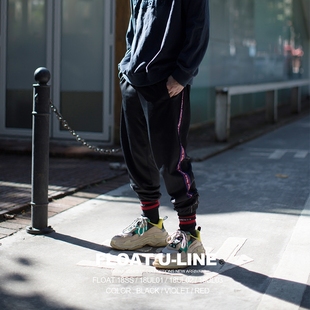 FLOAT 18SS 第二代复古串标拼接健康拉架运动束脚校服长裤