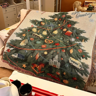 圣诞节挂毯背景毯氛围感装 饰 饰毯圣诞树挂毯圣诞节日布置背景墙装