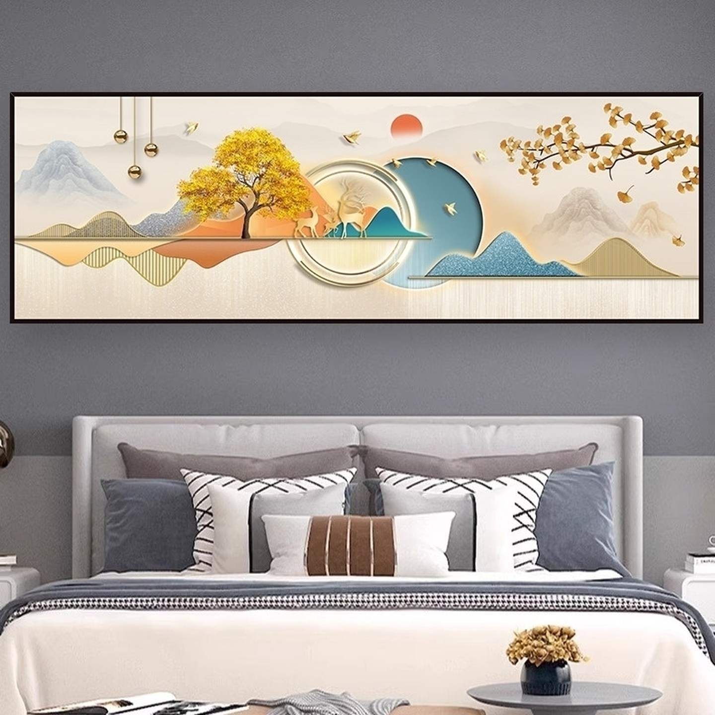 主卧室床头装饰画自粘背靠金山房间酒店宾馆沙发背景墙壁挂画贴纸