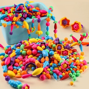 儿童百变波普串珠益智玩具创意手工diy材料无绳项链手链女孩礼物