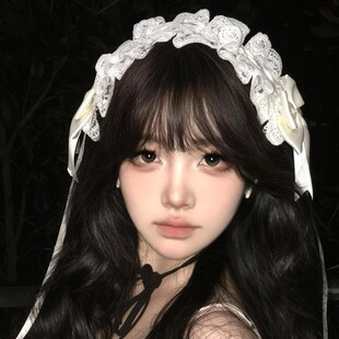 优雅白色蕾丝lolita发箍女可爱甜美洛丽塔头饰生成色lo娘女仆发带