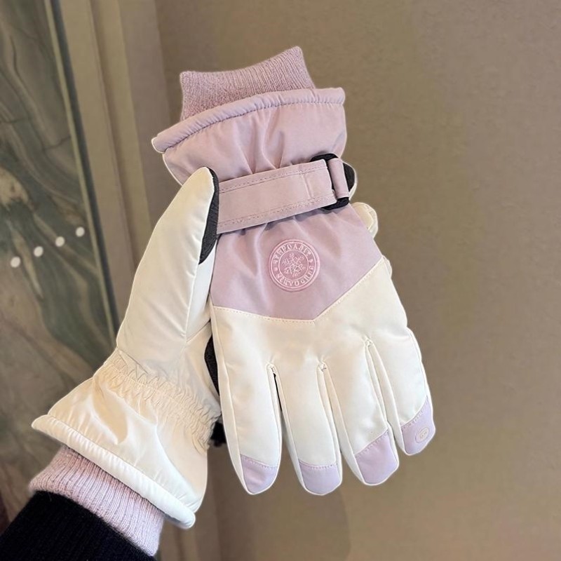 冬季骑行保暖加厚滑雪专业手套可触屏摩托车加绒防水户外防风寒用