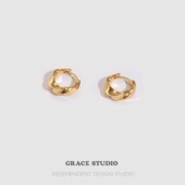 麻花扭纹金属小耳圈女 法式 ins风简约精致百搭通勤耳环 S纽约城