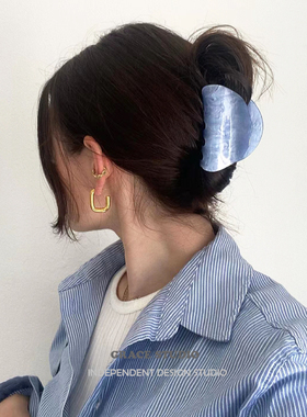 G/S南法假日 2025新款淡蓝色醋酸发夹女法式盘发鲨鱼夹抓发夹ins